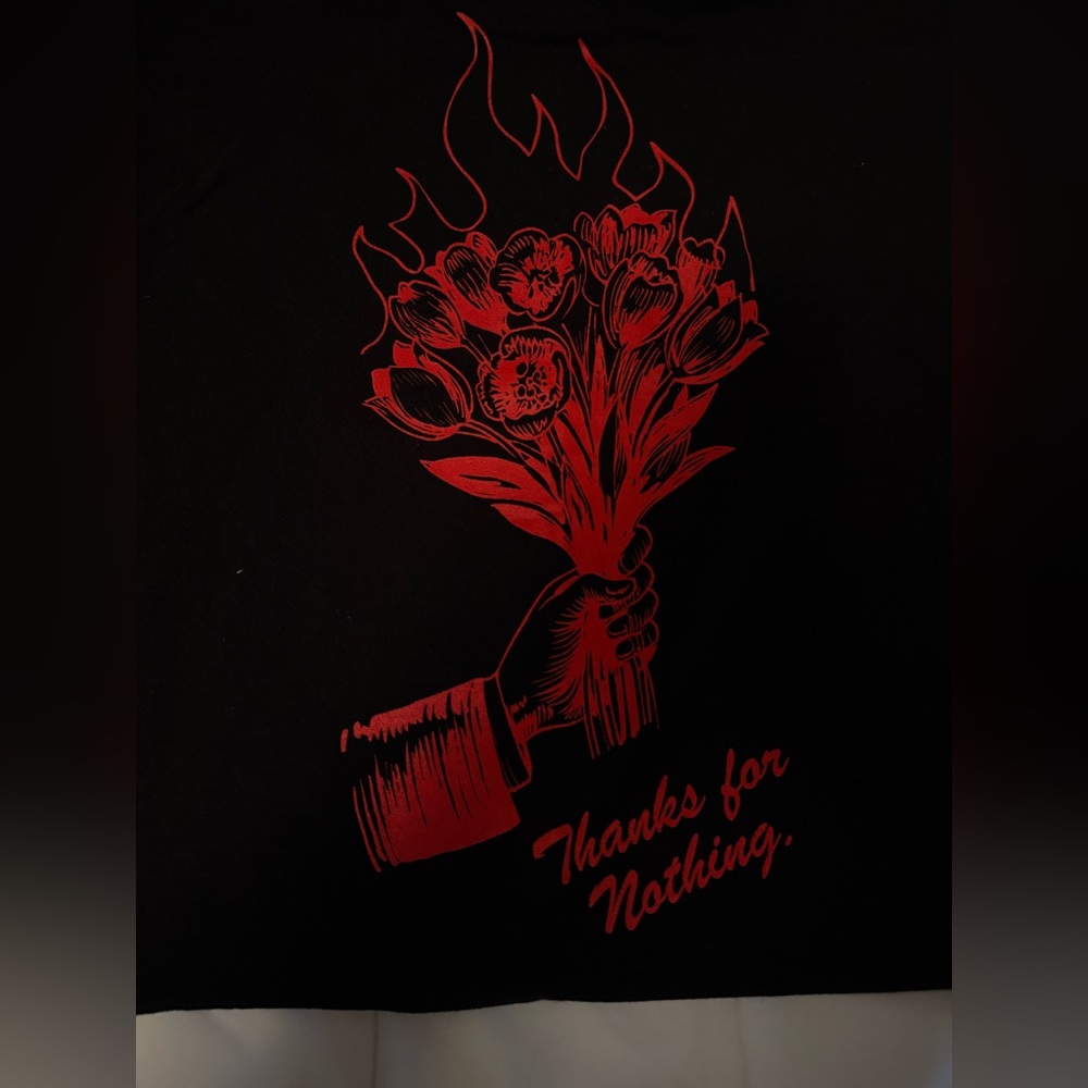 Black T-Shirt with Red Graphic Print